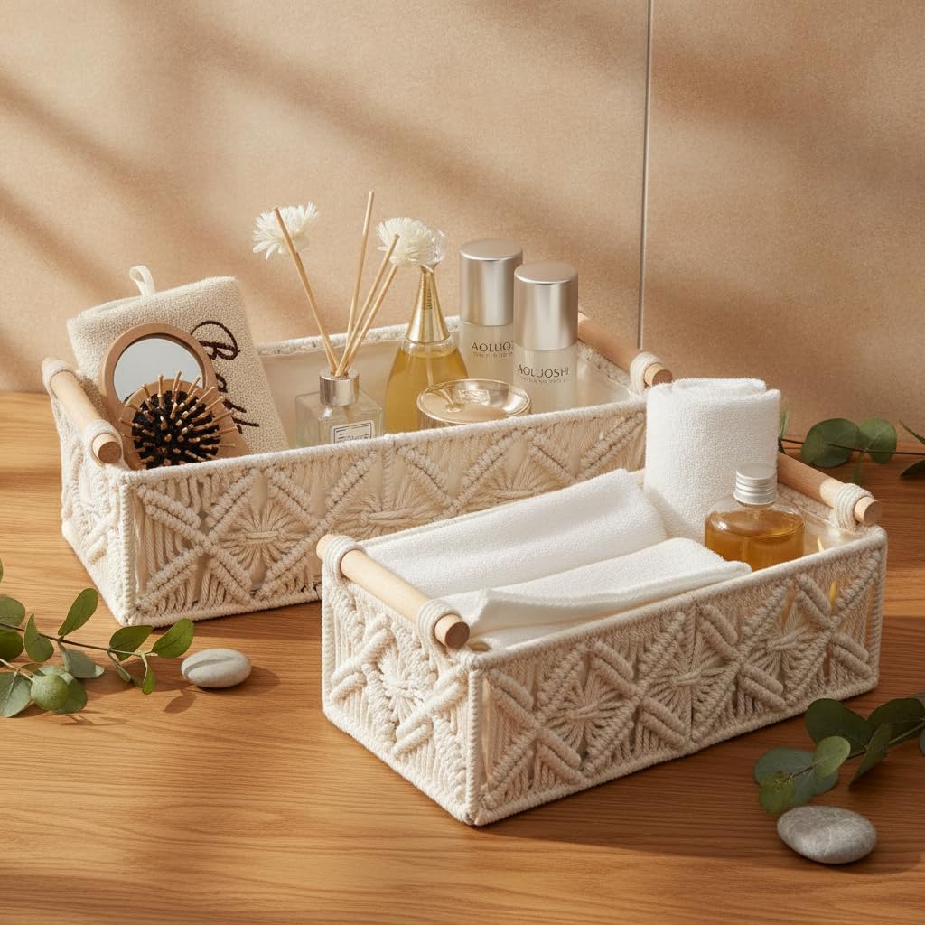 Boho Decor Basket for Toilelt Paper Storage Baskets for Organizing