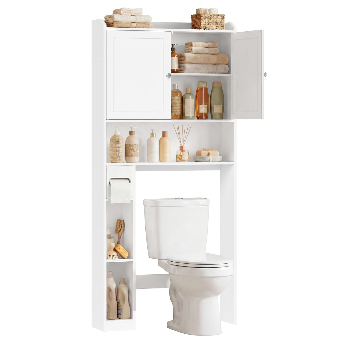 VASAGLE Over the Toilet Storage Cabinet, Doors, Adjustable Shelves, 24.6''W