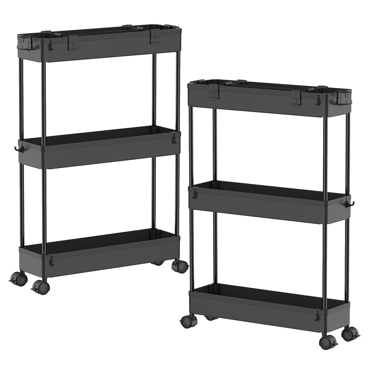 SPACELEAD Slim Storage Cart 3 Tier,Bathroom Organizer Rolling Utility, Mobile Shelving Unit Slide Out for Office, Kitchen, Laundry Room & Narrow Places,White