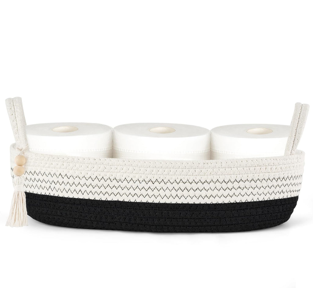Mkono Toilet Paper Basket, Boho Bathroom Decor, Small Storage Organizer