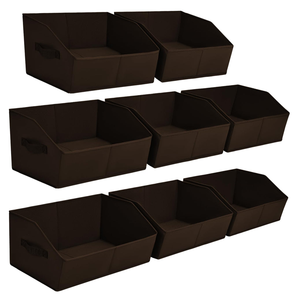 Homsorout Closet Organizers Bins 6 Packs - Large Closet Shelf Organizer with Handles, Fabric Trapezoid Storage Bins, Collapsible Storage Cubes for Clothes, Towels, Light Gray