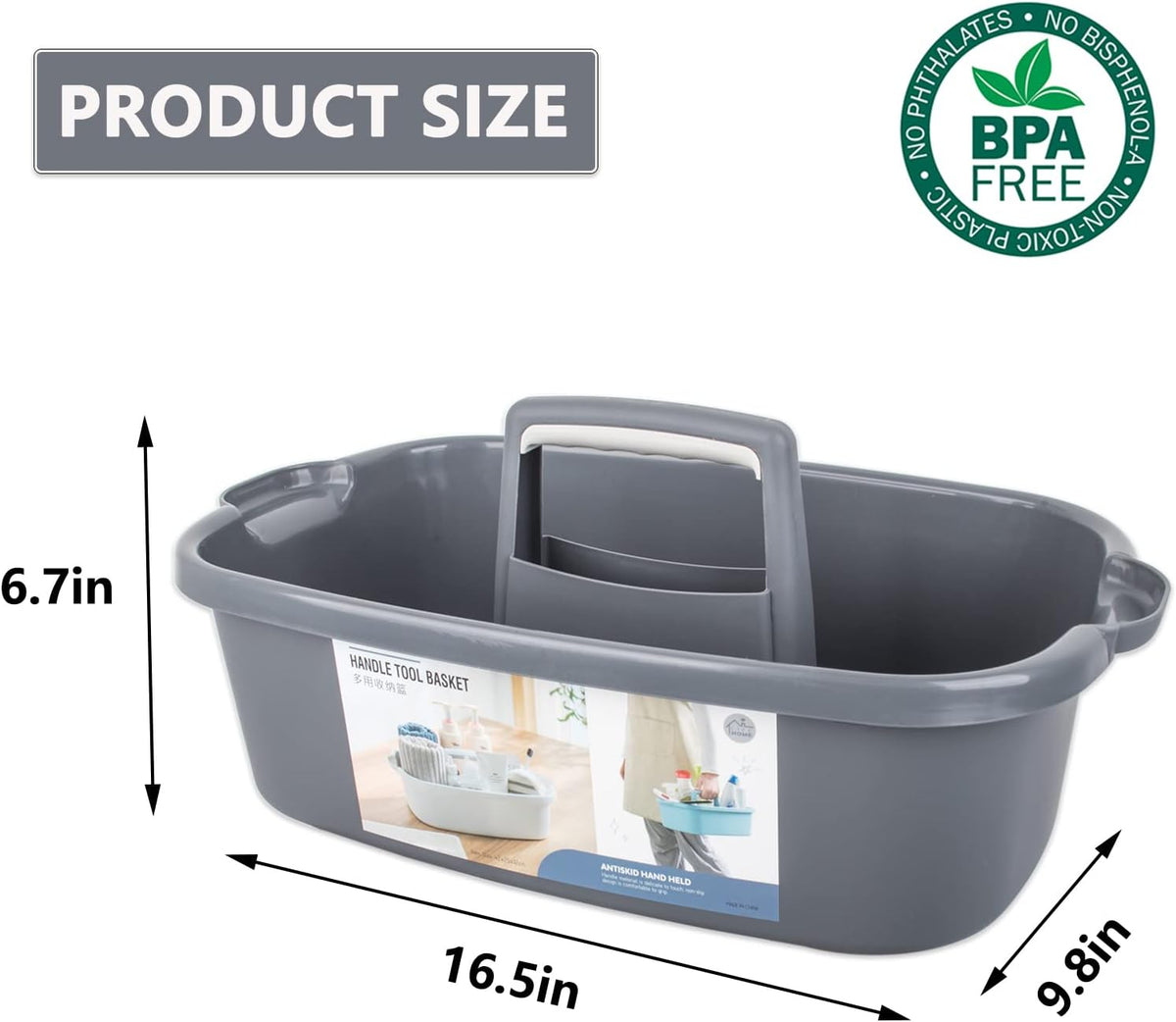 JiatuA Large Cleaning Supplies Caddy Portable Shower Caddy Basket Dark Gray