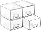 Vtopmart 4 Pack Small Clear Stackable Storage Drawers, Fits Narrow Spaces