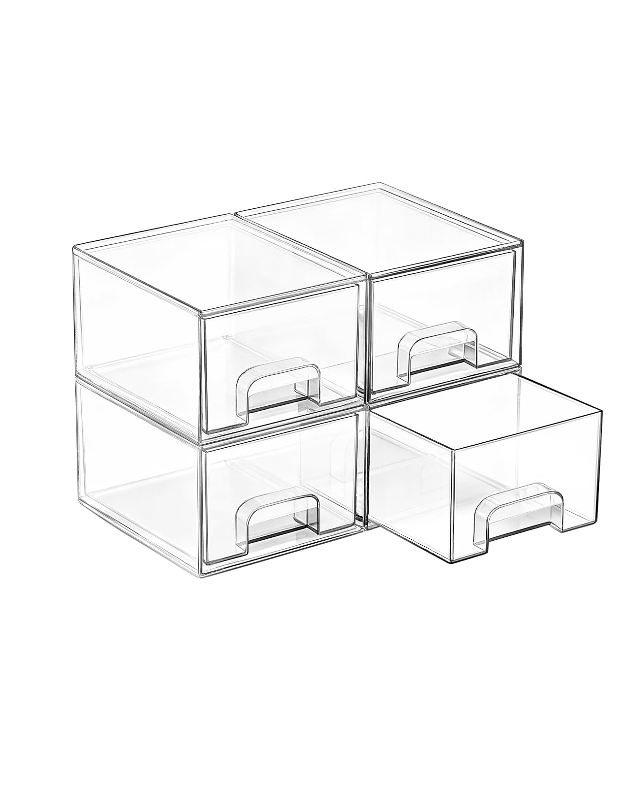 Vtopmart 4 Pack Small Clear Stackable Storage Drawers, Fits Narrow Spaces