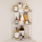 3 Tier Corner Bathroom Counter Organizer, Clear Vanity Makeup Storage Shelf