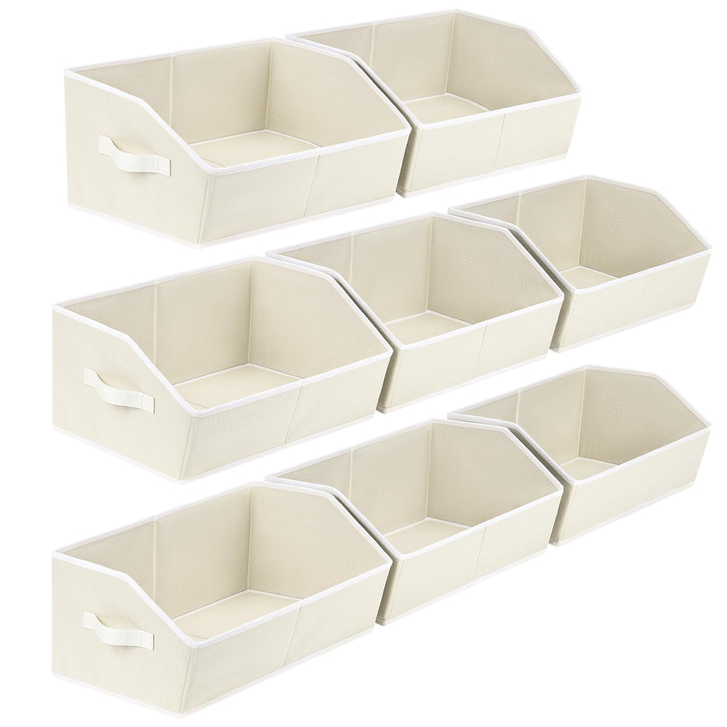 Homsorout Closet Organizers Bins 6 Packs - Large Closet Shelf Organizer with Handles, Fabric Trapezoid Storage Bins, Collapsible Storage Cubes for Clothes, Towels, Light Gray