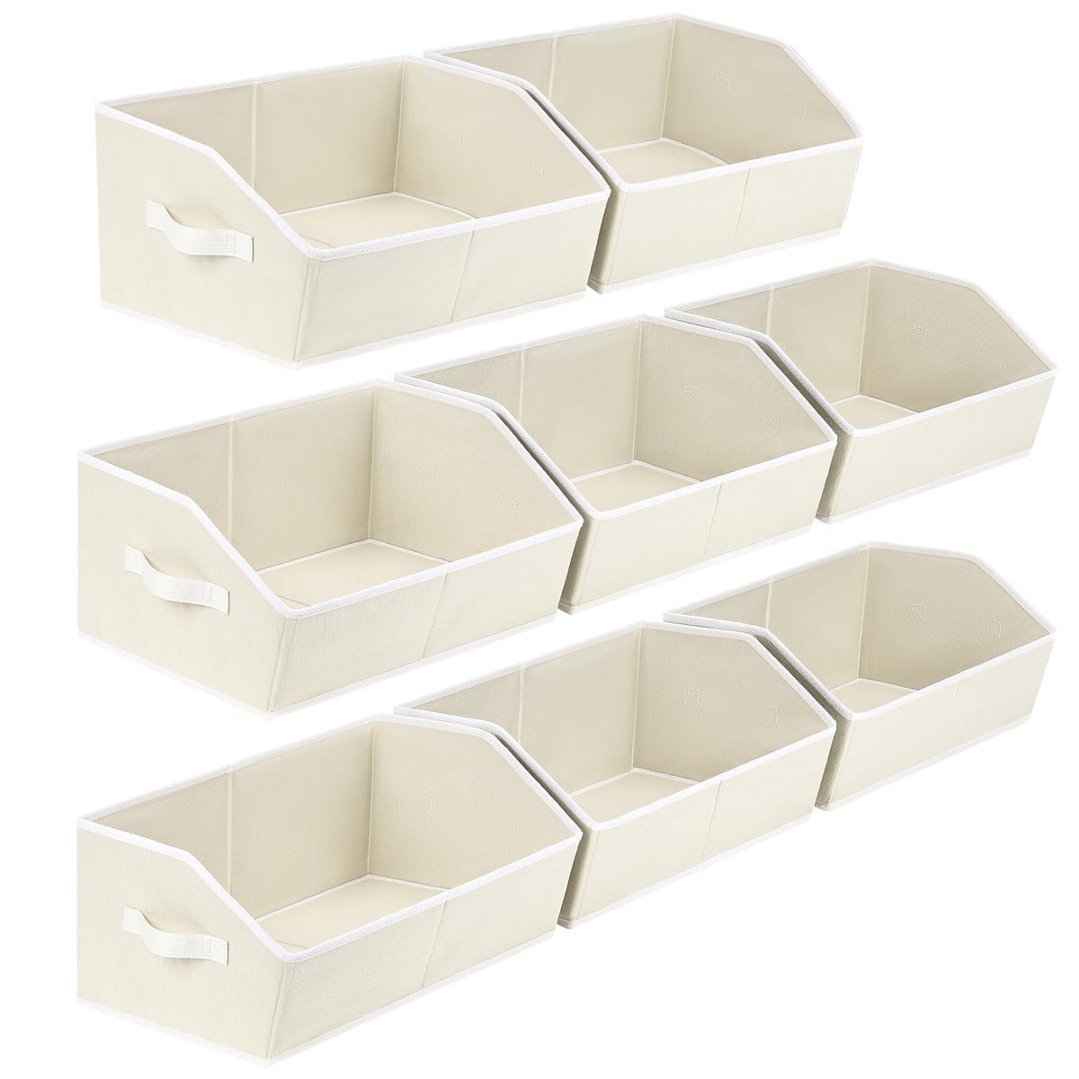 Homsorout Closet Organizers Bins 6 Packs - Large Closet Shelf Organizer with Handles, Fabric Trapezoid Storage Bins, Collapsible Storage Cubes for Clothes, Towels, Light Gray