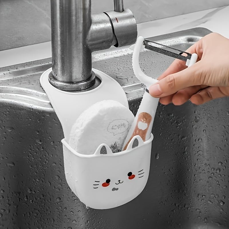 Foldable Silicone Draining Basket with Drain Holes, Sponge Holder, No-Drill Soap Dish, Creative Water-Filtering Hanging Basket, Multi-Functional Bathroom and Kitchen Storage Rack