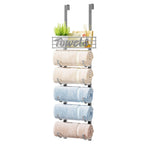HapiRm Towel Racks for Bathroom Storage - 6 Tier Over The Door & Wall Mount Rolled Towel Storage Organizer Holder with Metal Shelf Basket for Small Bathroom, Camper, Rv - Black, Patented