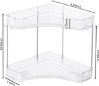 2-Tier Corner Bathroom Organizer Countertop with Hooks, for Makeup/Skincare