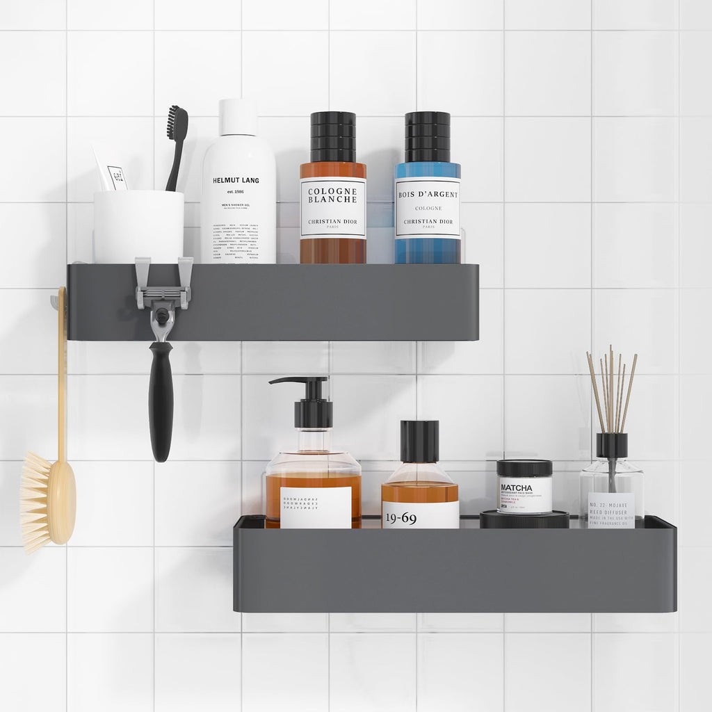 Kitsure Shower Caddy Adhesive, Stylish Shower Organizer, Large, Black