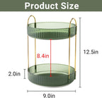 Asayuee 360 Rotating Makeup Organizer for Vanity,2 Tier Large Capacity Skincare Organizers,Bathroom Counter Organizer, Spinning Perfume Organizer & Vanity Organizer (Green-2 Tier)