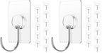Adhesive Wall Hooks No Drill Clear Heavy Duty, 13LB Sticky 12 Pack