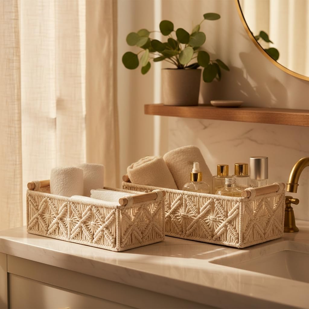 Boho Decor Basket for Toilelt Paper Storage Baskets for Organizing