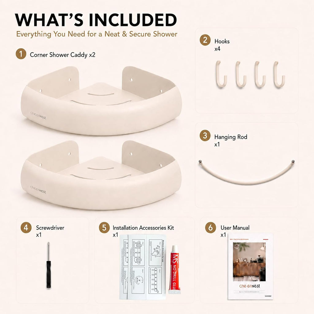 Corner Shower Caddy Adhesive, No Drilling Shower Organizer Shelf