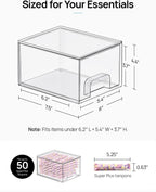 Vtopmart 4 Pack Small Clear Stackable Storage Drawers, Fits Narrow Spaces