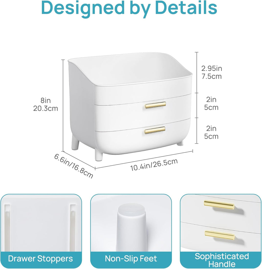 Vtopmart 3-Tier Skincare Makeup Organizer with Drawers, White