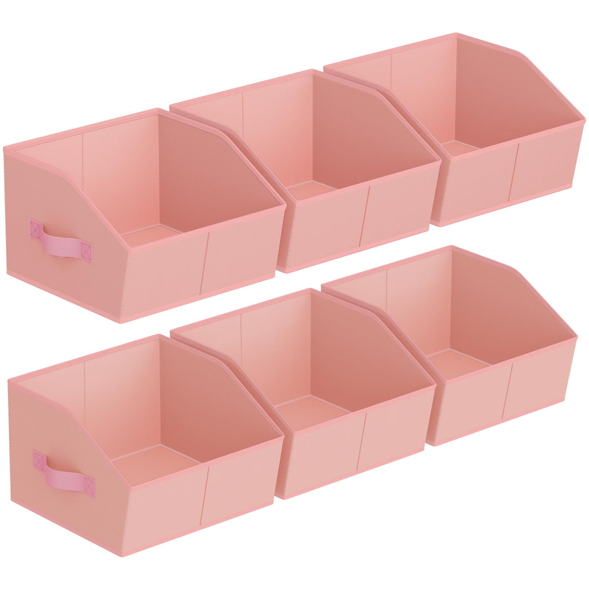 Homsorout Closet Organizers Bins 6 Packs - Large Closet Shelf Organizer with Handles, Fabric Trapezoid Storage Bins, Collapsible Storage Cubes for Clothes, Towels, Light Gray