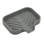 MicoYang Silicone Soap Dish with Drain Spout, Self-Draining Sink Organizer Tray for Bathroom and Kitchen, Sponges, Dispensers and Soap Holder, Non-Slip and Dishwasher Safe, Black (Compact, 4.9"×3.2")