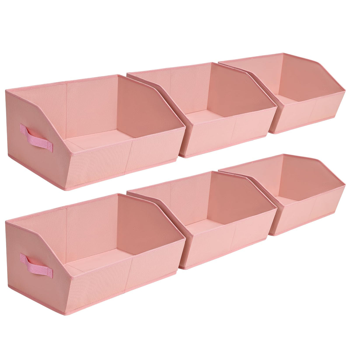 Homsorout Closet Organizers Bins 6 Packs - Large Closet Shelf Organizer with Handles, Fabric Trapezoid Storage Bins, Collapsible Storage Cubes for Clothes, Towels, Light Gray