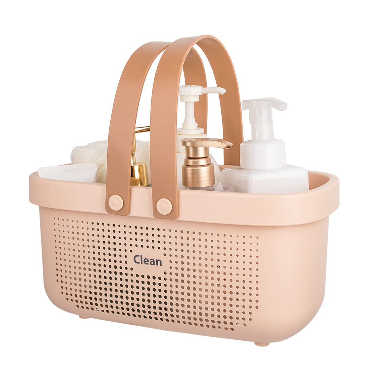 JiatuA Plastic Storage Basket with Handle Portable Shower Caddy Tote Organizer Basket Bin for Bathroom Kitchen Dorm Room Bedroom, Green