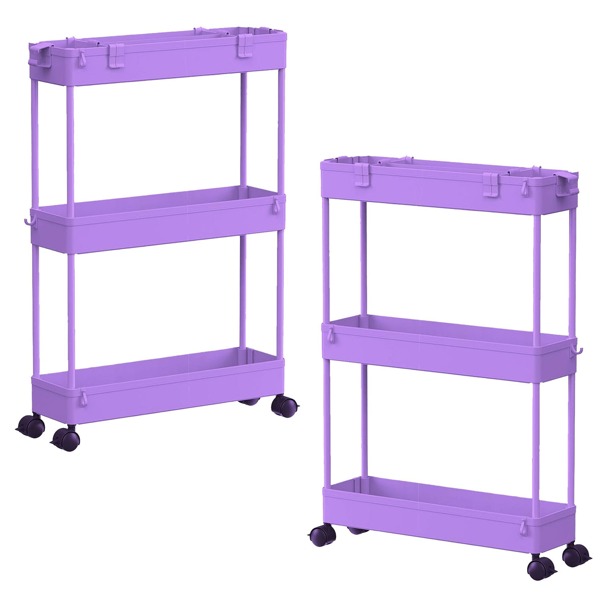 SPACELEAD Slim Storage Cart 3 Tier,Bathroom Organizer Rolling Utility, Mobile Shelving Unit Slide Out for Office, Kitchen, Laundry Room & Narrow Places,White