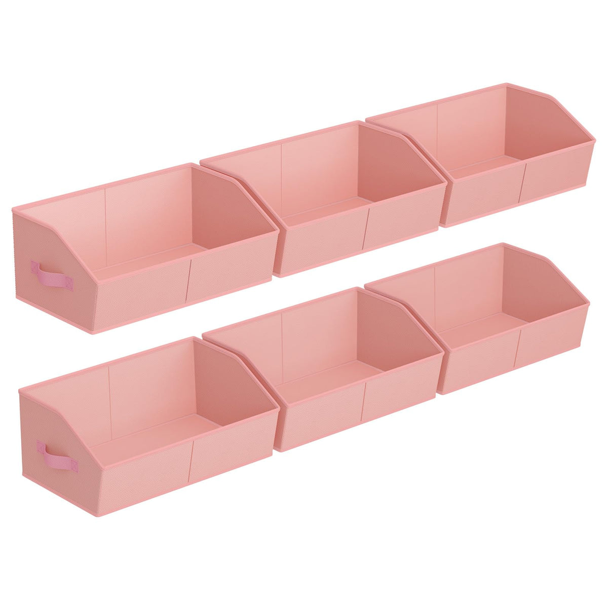Homsorout Closet Organizers Bins 6 Packs - Large Closet Shelf Organizer with Handles, Fabric Trapezoid Storage Bins, Collapsible Storage Cubes for Clothes, Towels, Light Gray