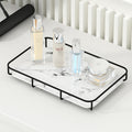 Bathroom Organizer Countertop Perfume Organizer Makeup Organizer Cosmetics Storage Display Rack Vanity Tray Dresser Stainless Steel Gold Shelf White Marble Ceramic Tray