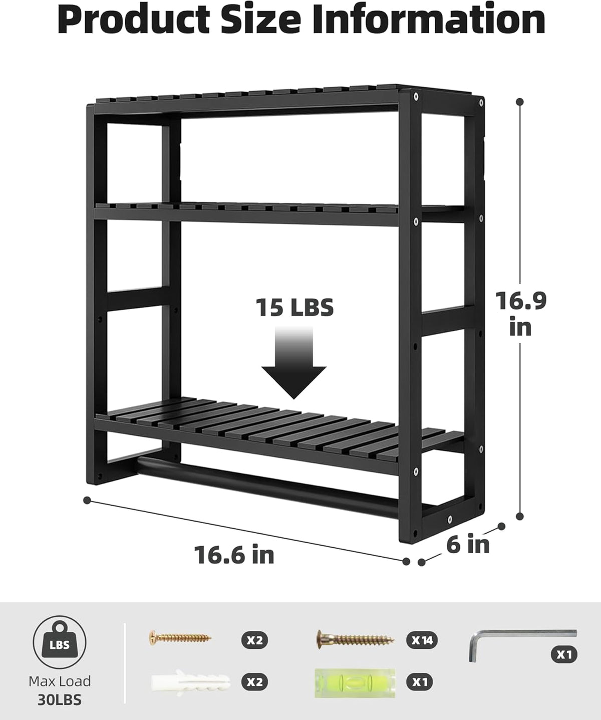 Galood Over The Toilet Storage Bathroom Shelves Wall Mounted 3 Tier Black