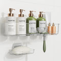 HAMITOR 5 Pack Adhesive Shower Caddy, Clear Transparent Shower Organizer