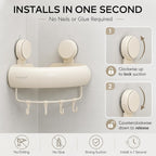 Corner Shower Caddy Suction Cup, Removable Bath Organizer Shelf
