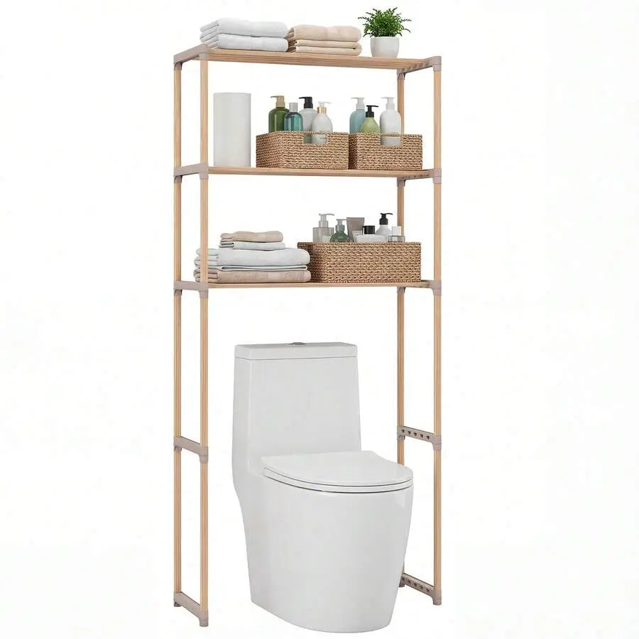 Over The Toilet Storage Rack 3-Tier Pine Wood Bathroom Organizer W/ Open Shelves,chabuildreark,farmhouse,coffee bar cabinet,lockable,,drawer,dresser,,unit,,jewelry,armoire,,tower,,cabinets,mirror,wooden,load,capacity,,hall,tree,,,,,,top,,sid,,living,decor