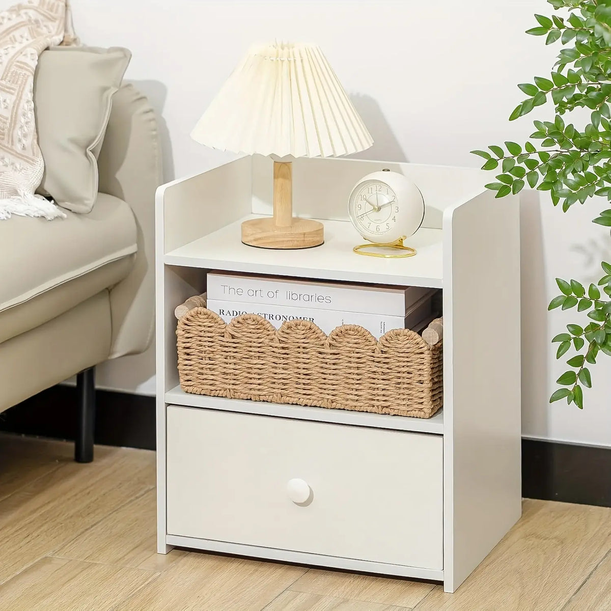Rattan Wicker Storage Basket Handwoven Natural with Fan Edge Design, Toilet Tank Top Organizer and Decorative Basket for Bathroom Bedroom Living