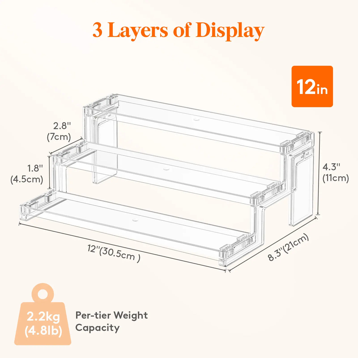 Lifewit 4-Layer Smooth Plastic Multifunctional Organizer Rack - Cosmetics, Spices & Fragrance Holder for Bathroom Counter, Bedroom Vanity & Dresser (Home Storage Solution), Cologne Stand Display, Rectangular