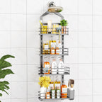 ODesign 4 Tier Adjustable Shower Organizer Hanging Over Showerhead Black