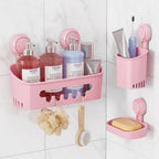 LEVERLOC Shower Caddy Suction Cup, 2 Pack Suction Shower Shelf With Hooks