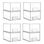 Vtopmart 4 Pack Small Clear Stackable Storage Drawers, Fits Narrow Spaces
