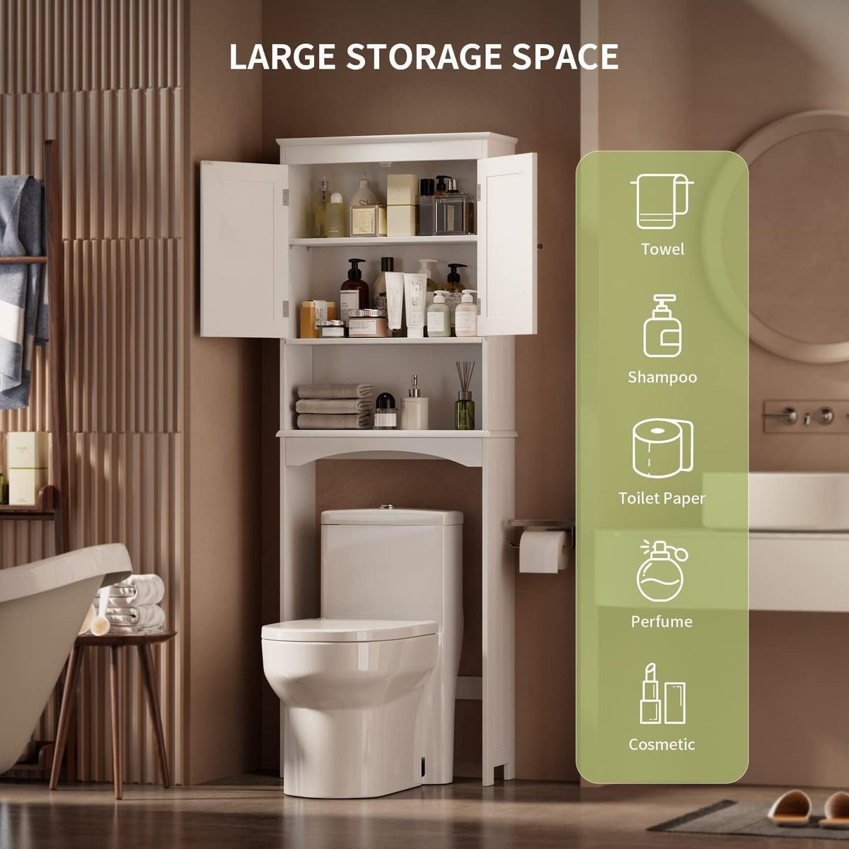 Gizoon Over the Toilet Storage Cabinet with Adjustable Shelf, White