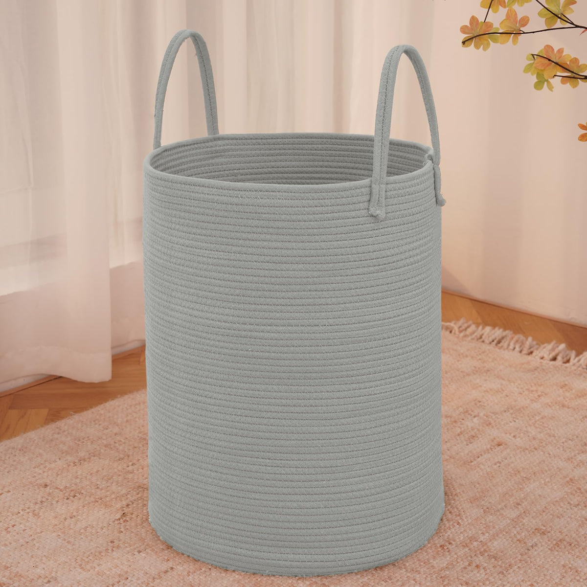 JMvicyroam 60L Cotton Rope Laundry Basket Hamper, Brown