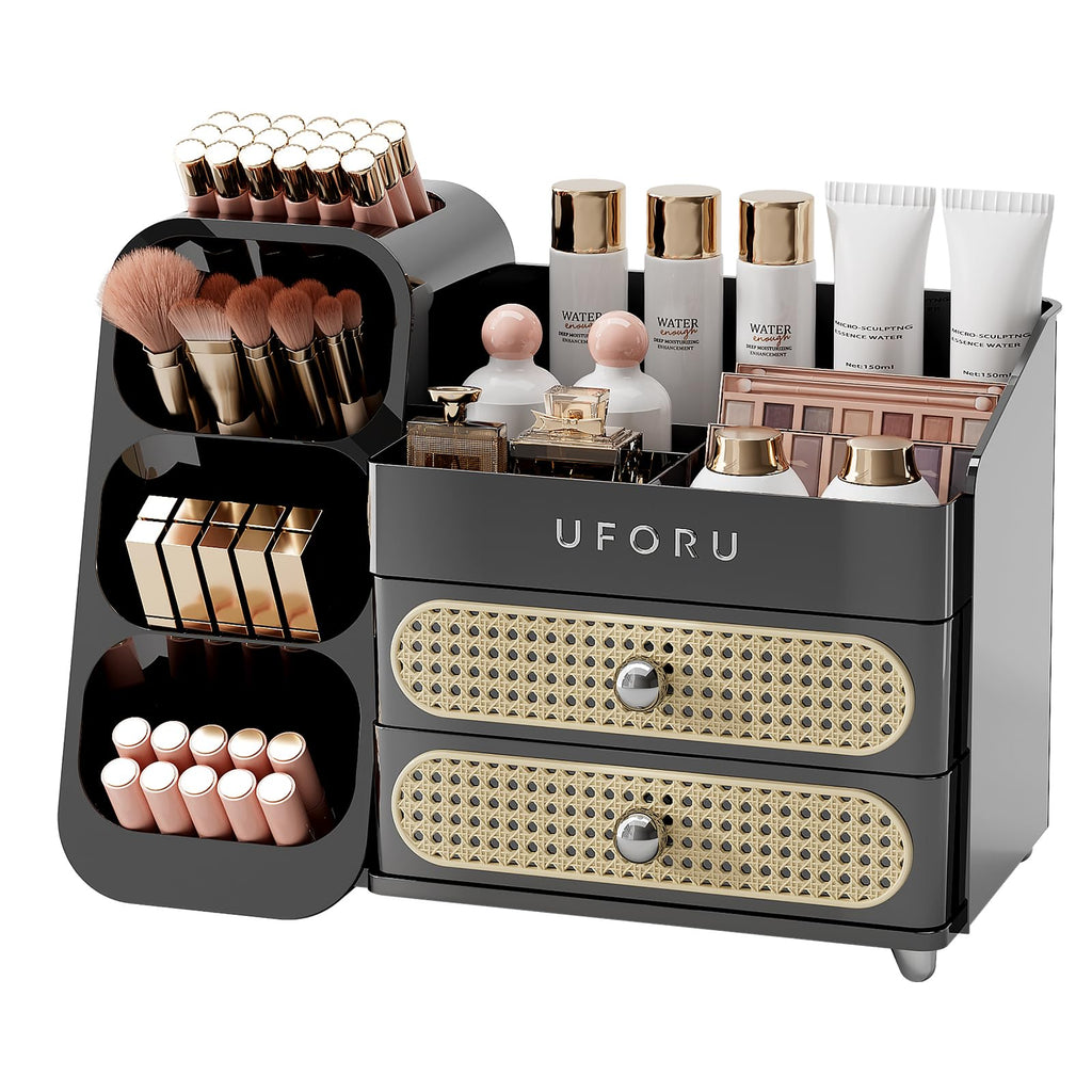 UFORU Makeup Organizer Countertop with Brush Holder for Vanity Bathroom