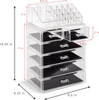 Sorbus Makeup Organizer, 6-Drawer Acrylic 2-Piece Set (Clear)