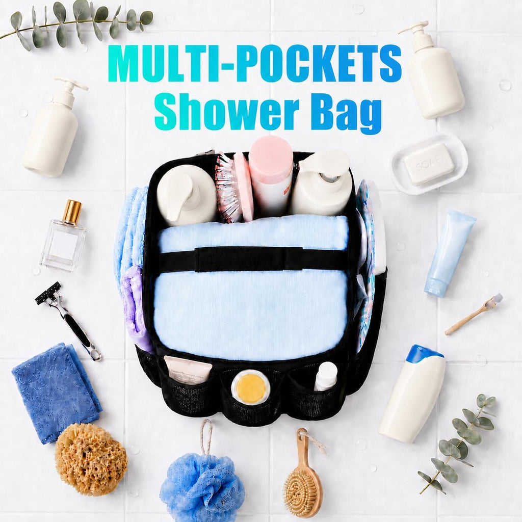 Mesh Shower Caddy Portable - 9 Pockets for College Dorm Room Essential
