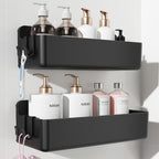 Nieifi Adhesive Shower Shelves, Clear, 5 Pieces