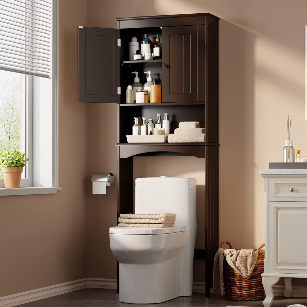 Gizoon Over the Toilet Storage Cabinet with Adjustable Shelf, White