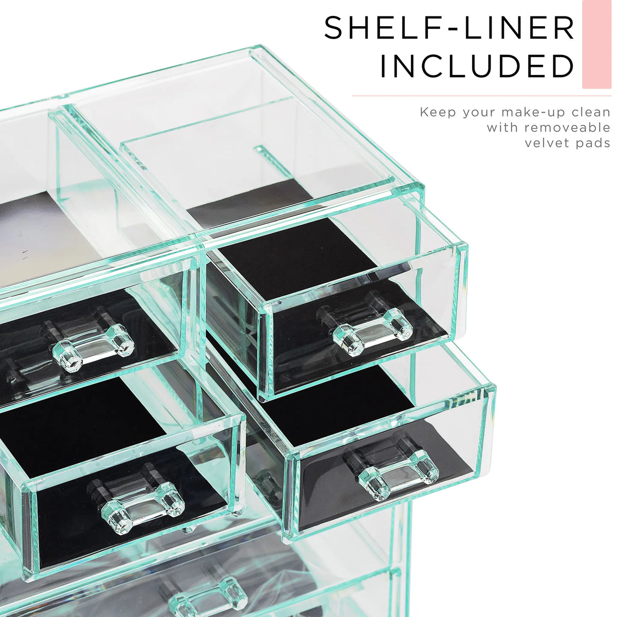 Sorbus Medium Cosmetic Storage Organizer Set - Durable Plastic Boxes with 3 Large Drawers, 4 Small Drawers, Removable Top Tray, Handle, Slide Design for Multicolor Vanity Make-up Bags