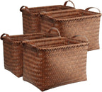 BROWNLILY Handwoven Wicker Storage Baskets, Pack of 4, Brown