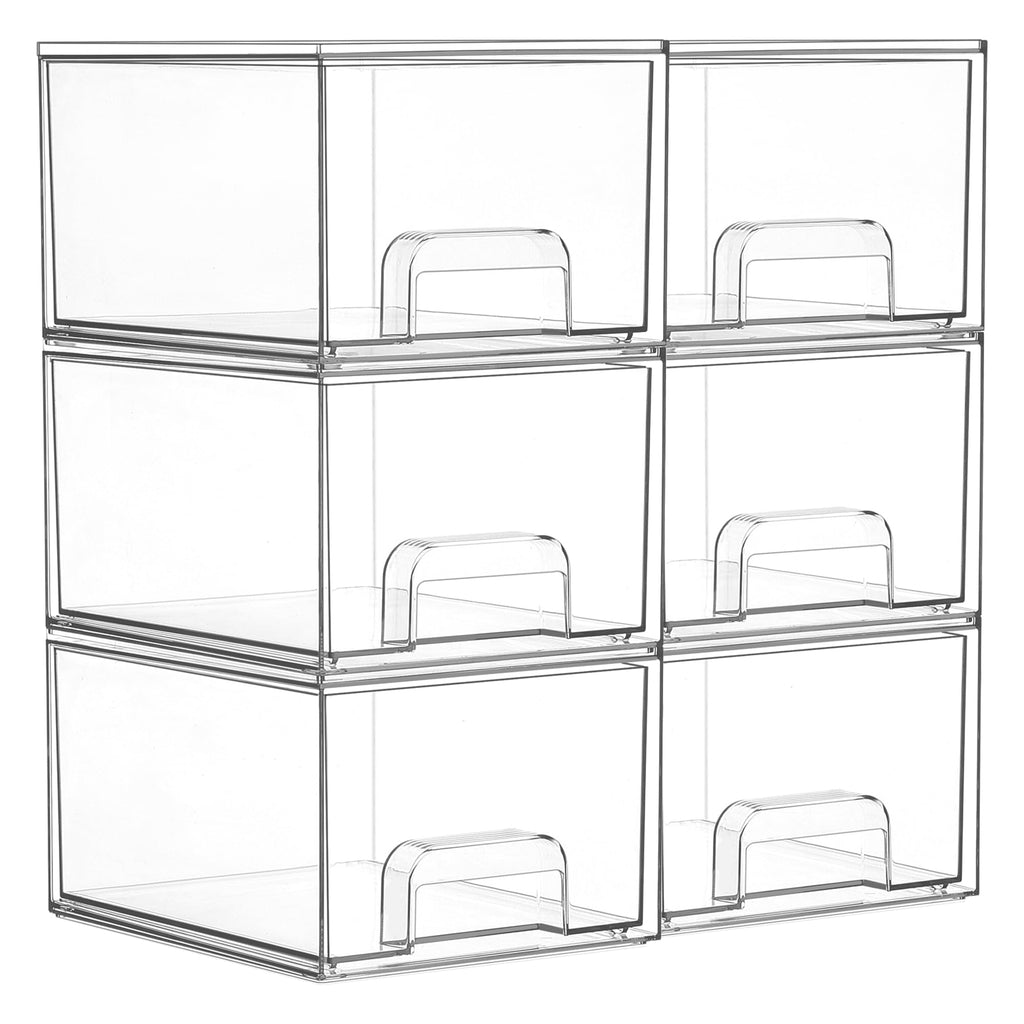 Vtopmart 4 Pack Small Clear Stackable Storage Drawers, Fits Narrow Spaces