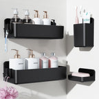 Nieifi Adhesive Shower Shelves, Clear, 5 Pieces