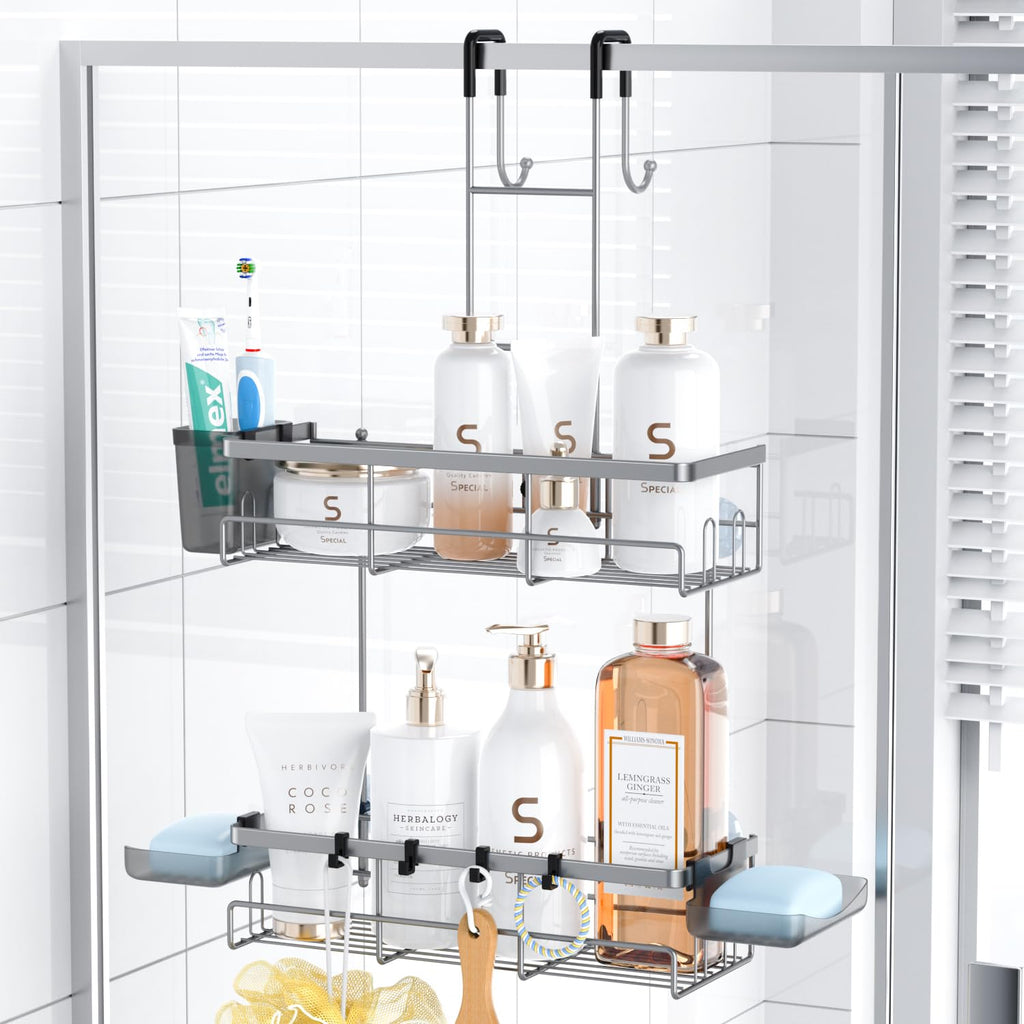 Over the Door Shower Caddy Hanging: No Drill Rustproof Shower Organizer