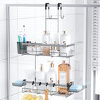 Over the Door Shower Caddy Hanging: No Drill Rustproof Shower Organizer